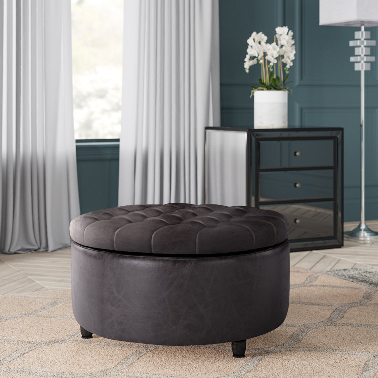 Sanni Faux Leather Ottoman